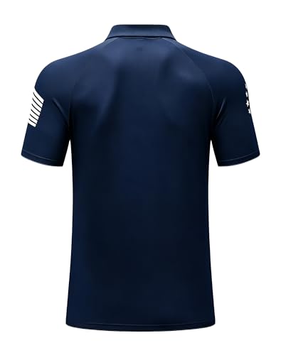 Image of redgino Men's Patriotic Polo Shirts Stretch 1776 Independence Day USA Short Sleeve American Flag Graphic Golf Shirt