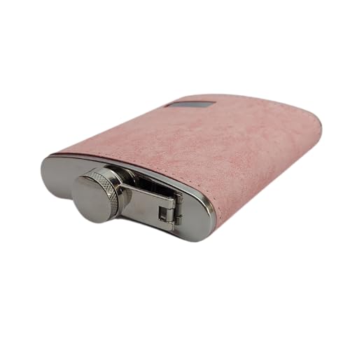 Image of Stainless Steel Hip Flask for Men & Women 8oz (236ml) - Whisky Flask Vodka Alcoholic Liquor Holder with Funnel Drinks Pocket Carrying Case - Leakproof Travel Flasks for Drinks, (Pink Leather)