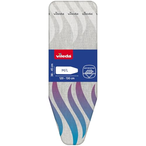 Vileda Funda para Tabla de Planchar Total Reflect, Planchado Extra Rápido para Tablas Medianas y Grandes, Ajustable a Tablas de 120-130cm de Largo y 38-45cm de Ancho, Fácil de Instalar