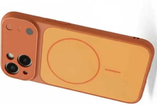 Image of for iPhone 14 |Convert to 17 pro /17 Pro Max Style Premium Back Glass Magsafe Wireless Charge Converter Cover Magnetic Case for iPhone 14 |Convert to 17 pro /17 Pro Max (Orange)