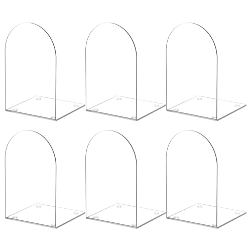 Acrylic Bookends 6 Pieces, Book Ends for Shelves, Clear Bookends for Shelves, Transparent Book Organizer for Desktop, Shlef Book Stopper for Home Office