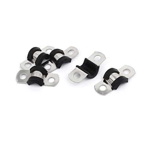 Tool parts 6mm Dia EPDM Rubber Lined U Shaped Pipe Tube Wire Clamps Clips 5pcs