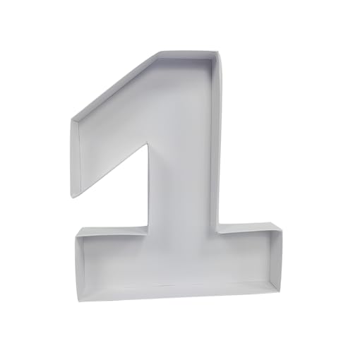 Image of 12 inch Fillable Number Paper Mache Cardboard Cutouts Sweet Charcuterie Board Tray (White, 1 Shape)
