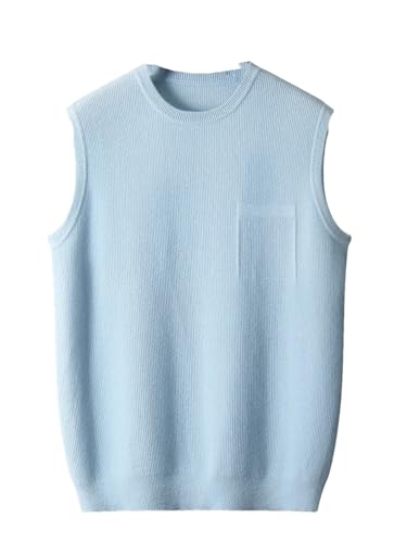 Men Sleeveless Sweater Vest Lightweight Crew Neck Pullover Vest Merino Wool Waistcoat