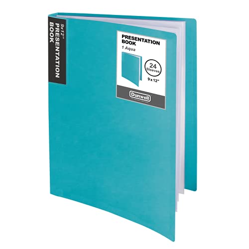 Dunwell DISP0912 9X12 Presentation Book - (Aqua), 24-Pocket Binder With Plastic Sleeves, Displays 48 Pages 9 X 12 Or A4 Certificates, Portfolio, Art Work thumb #8