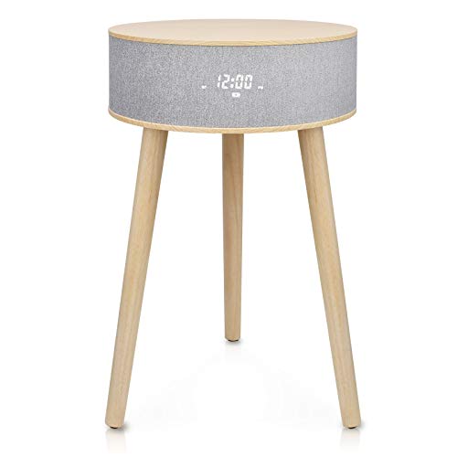 Wireless Charging Coffe Table, Sofa Table, End Table with Wireless Charging, Bluetooth Speaker, Night Llight, for Living Room/Reception Room/Office- Wooden Finish - LEMEGA DTS4 White Oak Wireless Charging Coffe Table, Sofa Table, End Table with Wireless Charging, Bluetooth Speaker, Night Llight, for Living Room/Reception Room/Office- Wooden Finish - LEMEGA DTS4 White Oak