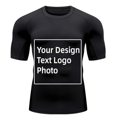 Customized Short Sleeve Swim Shirts for Men UPF 50+, Design Your Own Swim Shirts Compression Shirt Rash Guard