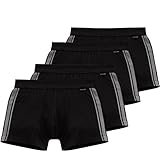 Schiesser Herren Shorts Unterhose mit weichem Bündchen (L, 4 X Schwarz (Cotton Stretch))
