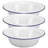 PRETYZOOM Enamel Cuenco Esmaltado Vintage Blanco Medio Cuenco Para Sopa Verduras Y Ensalada Con Borde Enrollado Seguro Y Resistente