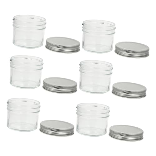 Zerodeko 6 Piezas Jarra De Vidrio Contenedores De Almacenamiento De Alimentos Conservación Mini Tarros De Miel Verter Tarros De Cristal Casero Pequeño Cuadrado Vidrio Alto Silver