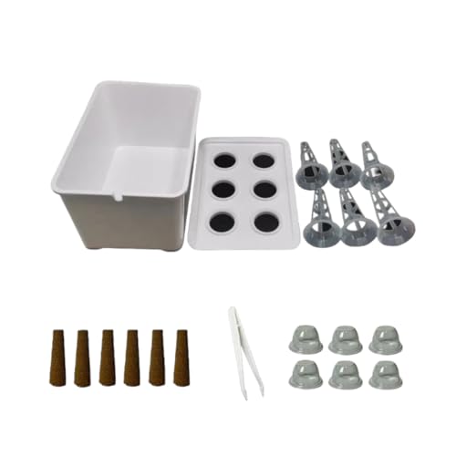 Whllimsk 水耕栽培キット 6穴 2個 室内屋外兼用 無土壌栽培ボックス 初心者向け家庭菜園セット 野菜/ハーブ/果物/花 簡単設置で栄養豊富な新鮮収穫(ホワイト)