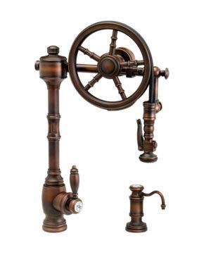 Waterstone 5100 2 SN Traditional The Wheel Pull Down Kitchen Faucet 2pc Suite Satin Nickel
