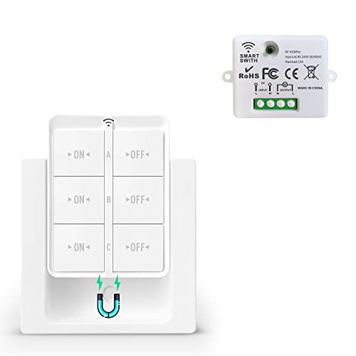 Interrupteur Sans Fil Kit Va Et Vient Mini émetteur Radio Sans Fil 433 MHz Interupteur Sans Fil 150 Mètres Plage De Contrôle 2200 Watt Commutateur Sans Fil Mobile ( 1 Interrupteur 1 Récepteur Cover