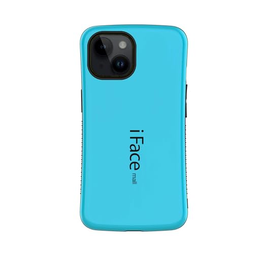 iFace mall iPhone 15 用 ケース アイフォン15 カバー アイフェイス モール ストラップホール ハード ワイヤレス充電対応 (iPhone 15, ライトブルー)