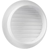 Vent Systems Biała osłona wentylacyjna Soffit 10 cm - okrągła żaluzja wentylacyjna - osłona grilla - wbudowana moskitiera - otwory wentylacyjne HVAC do łazienki, domowego biura, kuchni - opakowanie (2)