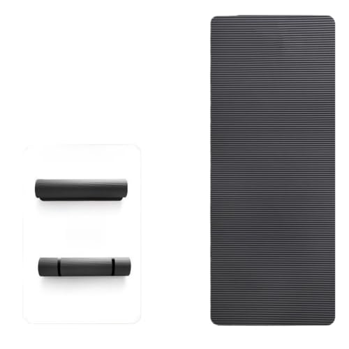 Riazdiw 20mm厚のヨガマット、多機能トレーニングマット。スポーツ、フィットネス、ピラティスに最適です。滑り止め加工が施された軽量設計で、ストラップで簡単に収納できます。 (185*61CM,ブラック)