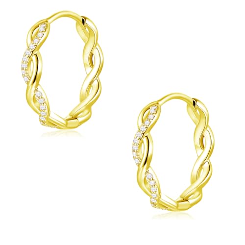 Deyanse 925 Sterling Silber Ohrringe Damen, Herz Stern Creolen Ohrring Gold