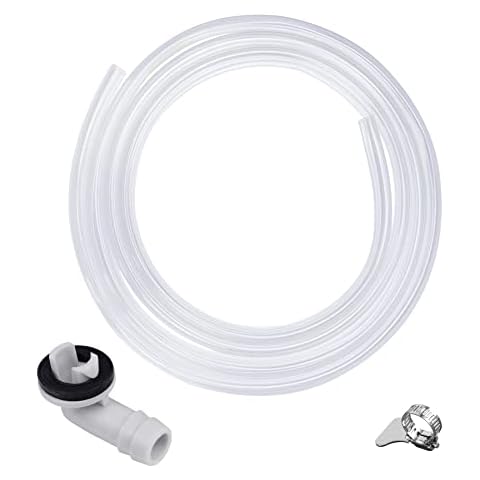 Flehomo Air Conditioner Drain Kit, 3 Feet PVC Clear Vinyl Tubing & Clamps & 3/5 Inch AC Drain Hose Connector Elbow Fitting with Rubber Ring for Mini Split Units and Window AC Unit Cover