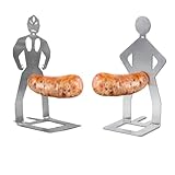 2 Piezas Soporte para Salchichas de Barbacoa de Acero Inoxidable, Parrilla Hot-Dog Divertida, Estante Creativo para Barbacoa de Salchichas, Portátil, para camping y picnic al aire libre, cocina