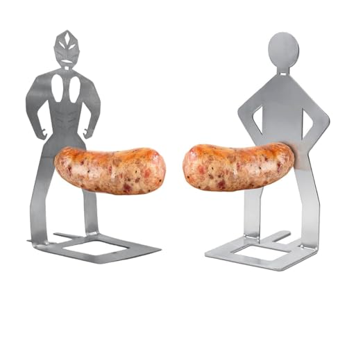 Grillwursthalter Aus Edelstahl, 2 Stück, Kreativer Stehender Mann Wurst Grillständer, Grill Gadgets für Outdoor Camping und Gartenpartys, Kreatives Geschenk für Grillliebhaber,Grill Zubehör für Männer