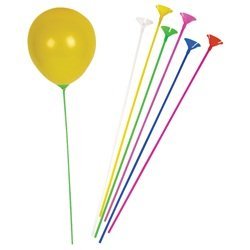 RINCO Bulk Pack of Balloon Sticks and Cups - Multi Color - 144 Sticks and 144 Cups - 16 Inch Sticks