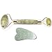 Produktbild Keyzone Jade Roller Gua Sha Schaber Gesichtsmassage Set Naturstein Echte Jade für Gesicht Augen Hals Hautpflege (Grün)