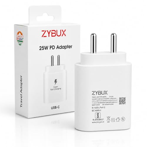 Image of Zybux 25-Watt USB C PD PPS Charger Adapter Compatible with Samsung Galaxy Z Flip 5|4|6|Tab|S11|S10|S9|FE|Lite|Ultra|Plus, Mini Wall Charging Adaptor Block for Android Phone Tablet, White