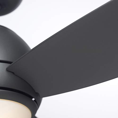 Luminance Kathy Ireland Home Curva Led Outdoor Ceiling Fan With Light Kit | Modern Fixture With 6-Speed Remote Control | Low Profile With Downrod Mount, 52 Inch, Graphite #TOP2