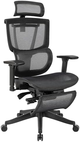 （03:30時点） FLEXISPOT オフィスチェア デスクチェア C7 人間工学 エルゴノミクスチェア メッシュチェア 独立型ランバーサポート リクライニング可能 シンクロロッキング 無段階固定 前傾チルト機能 座面奥行調節 360度回転可能なアームレスト 2Dヘッドレスト フットレスト付き (メッシュ・オットマン付き（Pro）, ブラック)