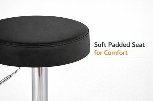 Image of NGFC High Bar Stool | Counter Stool for Kitchen, Office, Bar, Shop, Restaurant | Leatherette Upholstery | Black Finish with Chrome Base | Modern Design & Durable Build