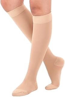 Made in USA - Mojo Compression Socks 20-30 mmHg for Men & Women - Compression Stockings for Circulation Women and Men- Closed Toe Opaque Knee-Hi, Beige, Medium AB201BE2