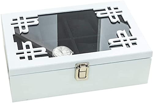 WSZYBAY Caja de Reloj de Madera Cubierta de Cristal 8 Reloj de joyería Pantalla Caja de Almacenamiento Pulseras Bandeja 8 Reloj de Almacenamiento y Bloqueo de Metal Cover