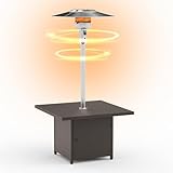 Gotland 45,000 BTU Outdoor Fire Pit Table Patio Heater with Square Table, Stainless Steel Burner, Auto-Ignition Propane Heater for Home and Outdoor Use