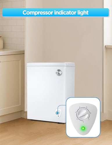Image of Commercial Cool 1.8 Cu. Ft. Compact Chest Freezer, Textured Finish, Deep Freezer for Frozen Food Storage, Removable Storage Basket, Mechanical Temperature Control, R600a Refrigerant, CCFW18, White