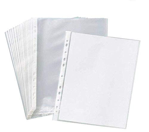 Image of Shuban Sheet Protectors Top Loading, Clear, Reinforced 11-Hole, Acid-Free, Archival Safe for Documents and Photos (70 Micron - 50 Pcs)