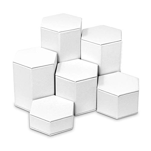 Mooca Deluxe White Leatherette 6 Pcs Set Jewelry Display Riser Stand Jewelry Risers Jewelry Risers Pedestal for Accessories, Leatherette Jewelry Display Stand Riser Set