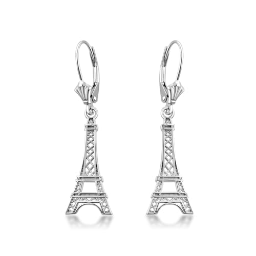 925 Sterling Silver Paris Eiffel Tower Dangle Earrings