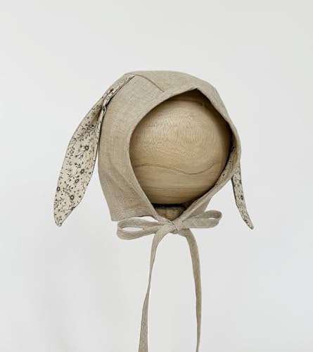 Baby Bunny Hat Bonnet Floral Cotton and Linen w/Floral Rabbit Ears Spring Easter Bonnet Hat3
