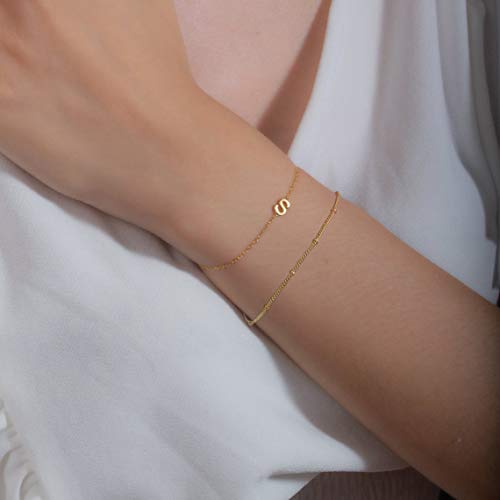 Dainty Gold Initial Bracelets For Women, Personalized Gold Bracelets Initial Bracelets For Women Teen Girls Jewelry Chain Bracelets For Girls Little Girls Jewelry Letter A #TOP6