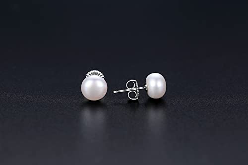 Classic Dainty 925 Sterling Silver 6Mm White Freshwater Cultured Pearl Stud Earrings For Women #TOP5