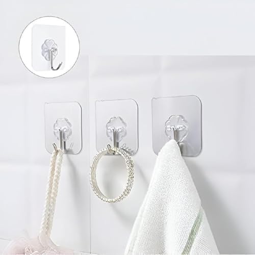 Image of PICKSTORE Heavy Duty Adhesive Wall Hooks - No-Drill Waterproof Hangers for Bathroom, Kitchen, Closet & Entryway | Multi-Purpose Strong Stick-on Hook for Coats, Bags, Keys & Towels (20)