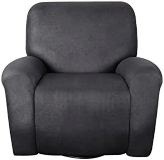 molasofa Leather-Like Spandex Recliner Chair Covers,4-Piece Recliner Cover with Pocket,Soft Non Slip Recliner Covers for Recliner Chair,Washable Furniture Protector(Charcoal Grey)