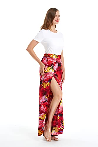 Matchable Family Hawaiian Luau Men Women Girl Boy Clothes in Sunset Red4