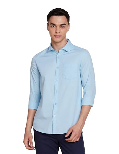 Image of Amazon Brand - Symbol Men's Solid Slim Fit Cotton Casual Shirt | Plain | Full Sleeve | Summer (Available in Plus Sizes)