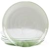 MAGCOLOR Dinner Plates Set of 4-10.2 Inch Glass Plates- The Dessert, Salad, Appetizer, Small Lunch, etc Plate, Microwave, Oven and Dishwasher Safe, Green cloud mist style Dishes for Kitchen (Green)