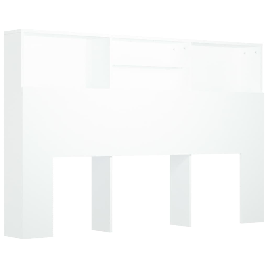 vidaXL Mueble Cabecero Armario Cabezal Almacenaje Dormitorio Habitación Mobiliario Muebles Decoración Adorno Blanco 160x19x103,5 cm