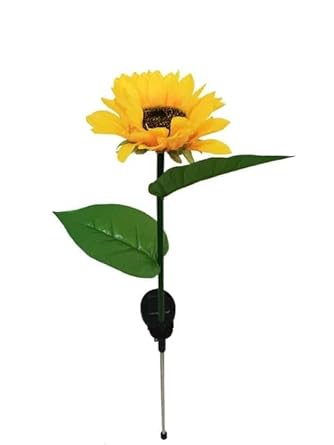 LUV HUB Solar Sunflower Garden Light(single flower stand)-pack of 2,Solar Decorative Path Landscape Lamp Waterproof Garden Lamp -Warm White Colour.