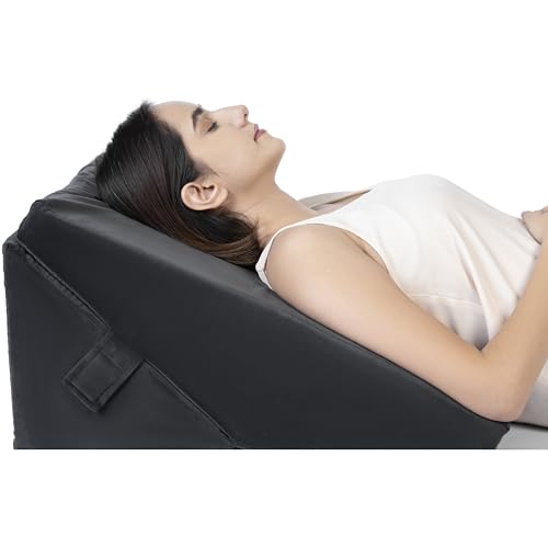 FOVERA Wedge Pillow for Back Support, Adjustable Memory Foam Bed Wedge Pillow for Sleeping, Acid Reflux, GERD, Snoring, Pregnancy, Post-Surgical Recovery (Velvet Dark Grey, Standard - 22x22x12 Inch)