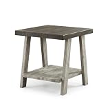 Roundhill Furniture Athens Contemporary Wood Shelf End Table, Weathered Walnut and Gray