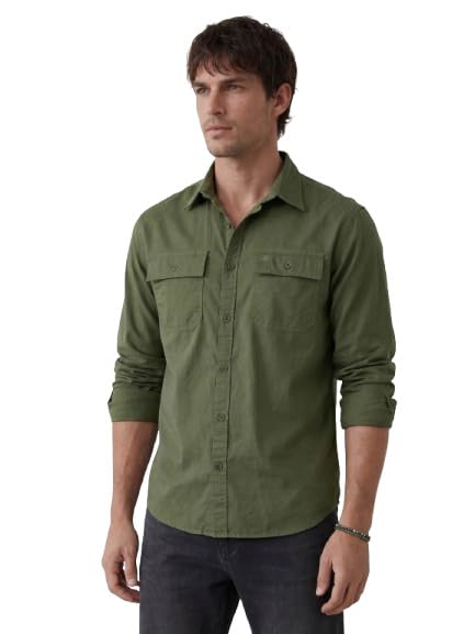 Men’s Double Pocket Shirt | Olive | Comfort Fit Casual Wear-image-32